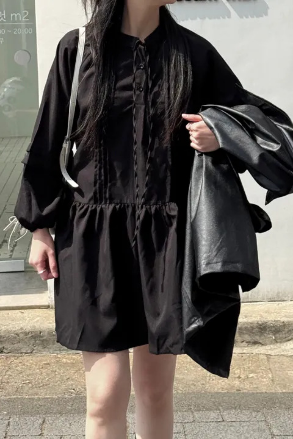 [MD강추/안감O] 프릴 핀턱 미니원피스 긴팔 원피스 데이트룩 하객룩 레이어드 군살커버 캉캉원피스