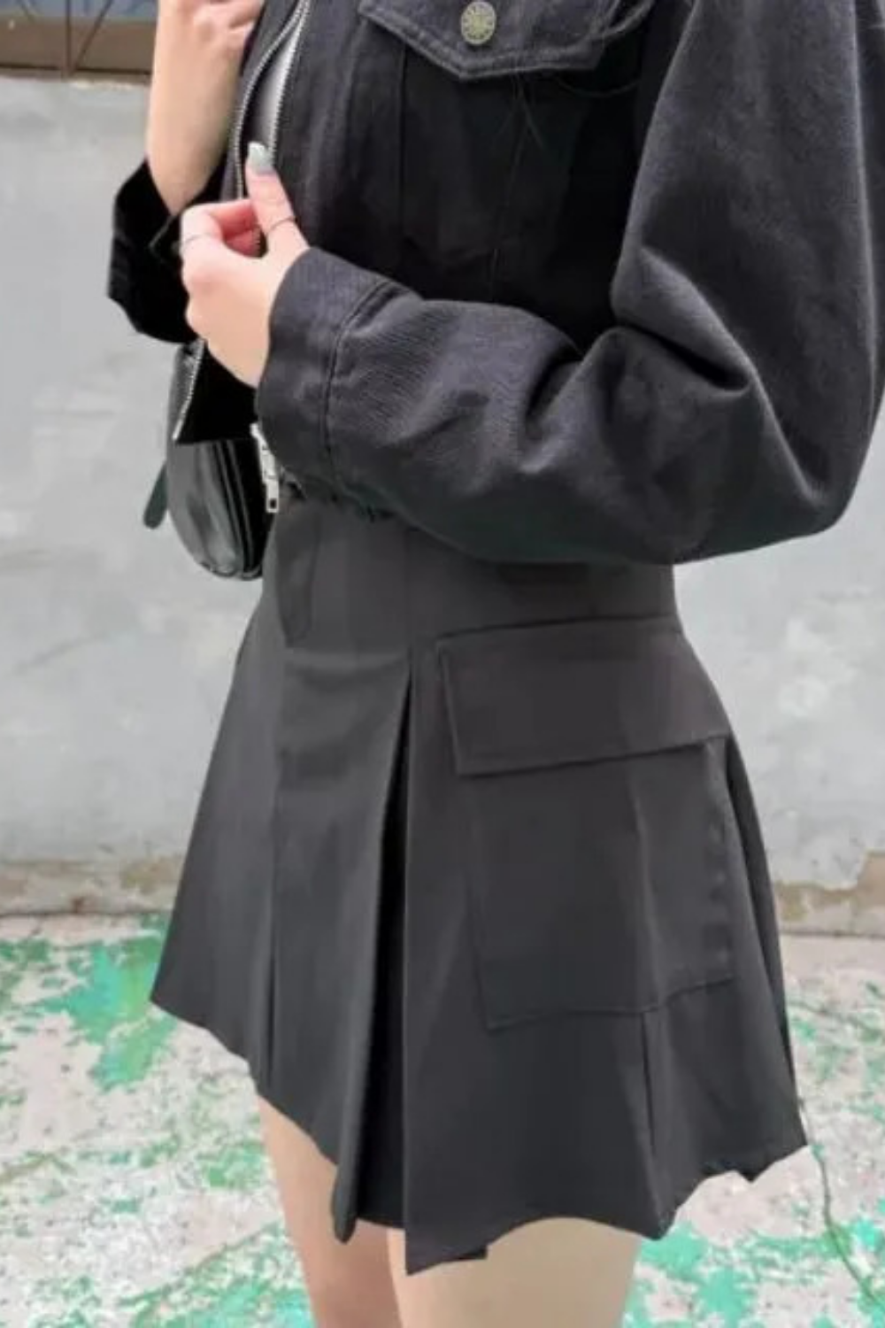 [벨트SET/속바지안감] 플리츠 핀턱 미니스커트 사이드 포켓 벨트세트 2color